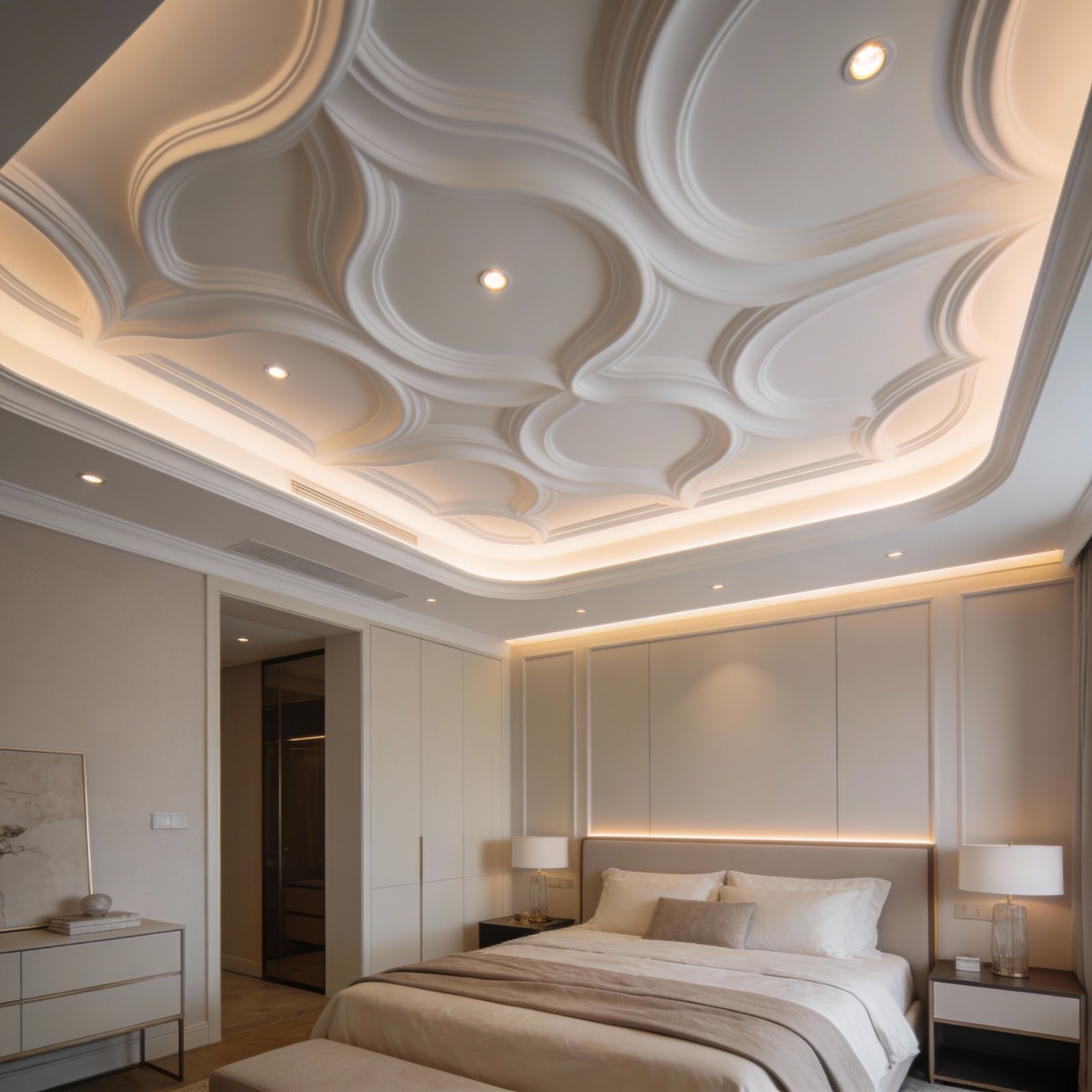 Gypsum Board False Ceiling Designs for Bedrooms in Doha